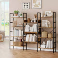 4-Tier Industrial Bookshelf, Triple Wide Bookcase with 11 Adjustable Shelves, Rustic Wood & Metal Storage Shelf for Living Room, Bedroom, Home Office