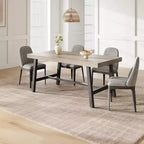 Tavolo da pranzo rettangolare da 63", marrone/grigio/color legno, piano in legno e struttura in metallo, 4-6 posti a sedere
