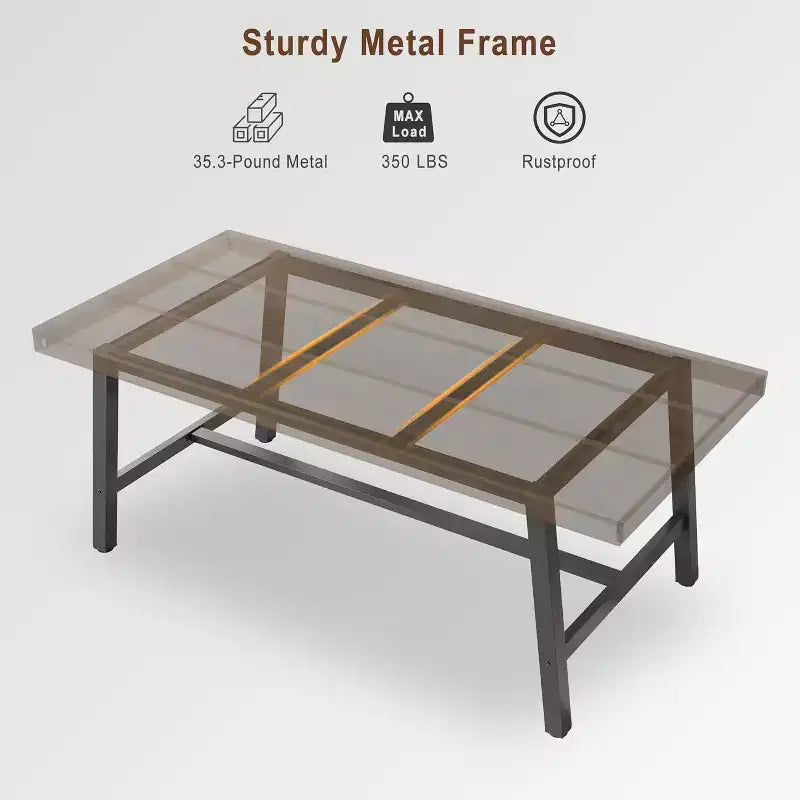 Tavolo da pranzo rettangolare da 63", marrone/grigio/color legno, piano in legno e struttura in metallo, 4-6 posti a sedere