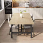 Tavolo da pranzo rettangolare da 63", marrone/grigio/color legno, piano in legno e struttura in metallo, 4-6 posti a sedere