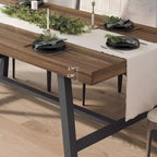 Tavolo da pranzo rettangolare da 63", marrone/grigio/color legno, piano in legno e struttura in metallo, 4-6 posti a sedere