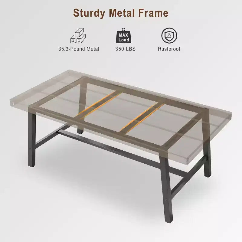 Tavolo da pranzo rettangolare da 63", marrone/grigio/color legno, piano in legno e struttura in metallo, 4-6 posti a sedere