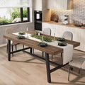 63 Industrial Dining Table for 4-6 People, Wooden Kitchen Table with Sturdy Metal Frame, Rectangular Counter for Dining Room