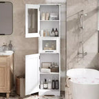Rovere Bianco / Mobile Alto Contenitore Colore Retrò con Ante in Vetro, Ripiani Regolabili e Cassetto – Uso per 1 Persona
