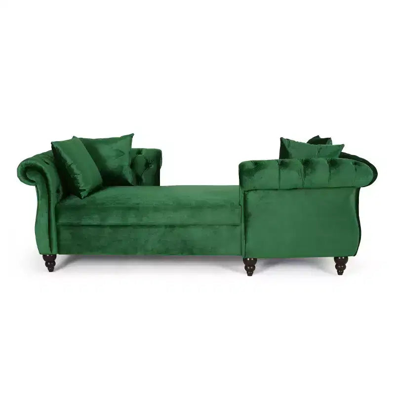 Chaise longue in velluto trapuntato nero / smeraldo / blu navy per 2, stile moderno e glamour