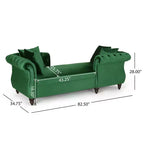 Chaise longue in velluto trapuntato nero / smeraldo / blu navy per 2, stile moderno e glamour