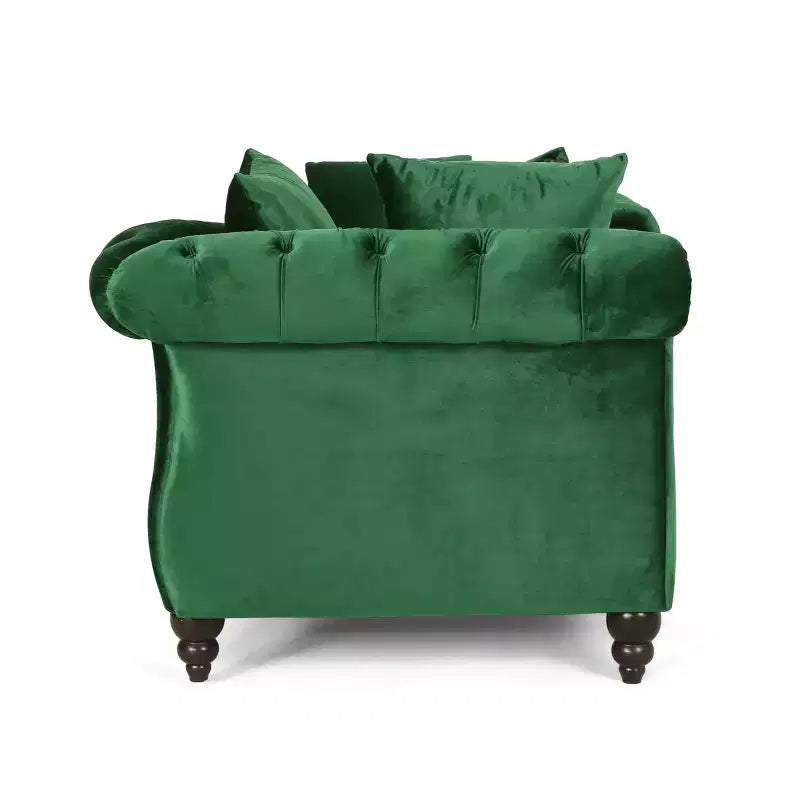 Chaise longue in velluto trapuntato nero / smeraldo / blu navy per 2, stile moderno e glamour