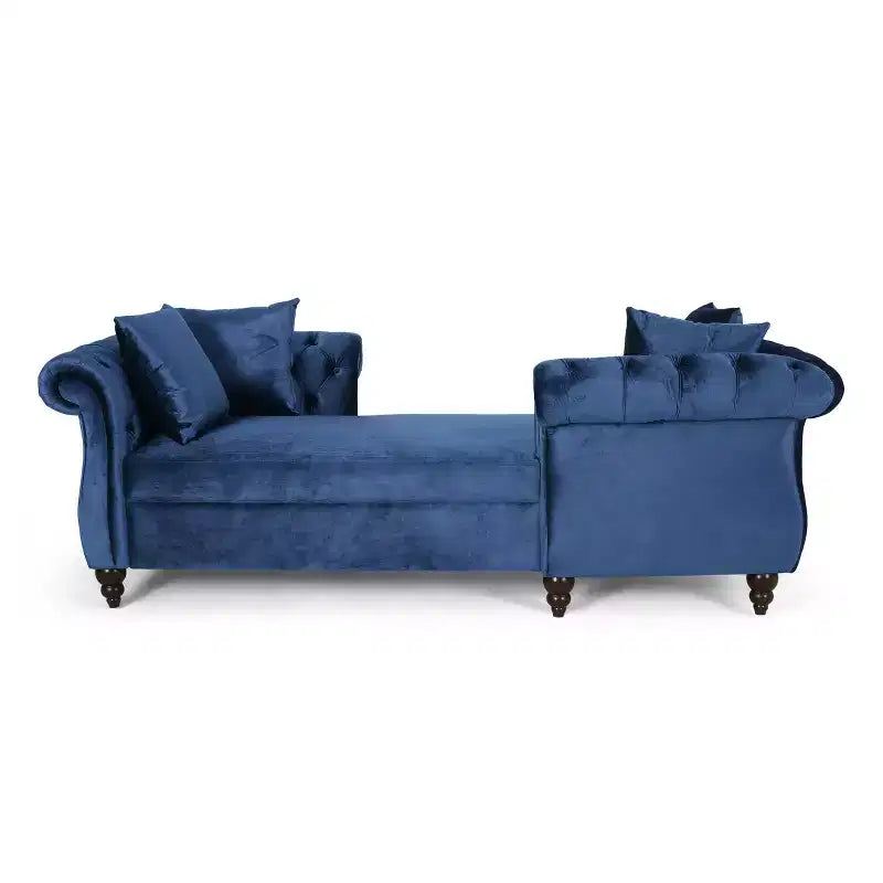 Chaise longue in velluto trapuntato nero / smeraldo / blu navy per 2, stile moderno e glamour