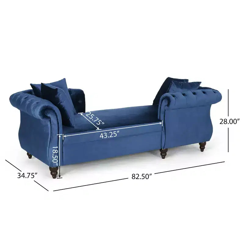 Chaise longue in velluto trapuntato nero / smeraldo / blu navy per 2, stile moderno e glamour