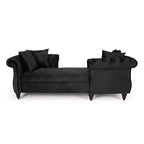 Chaise longue in velluto trapuntato nero / smeraldo / blu navy per 2, stile moderno e glamour
