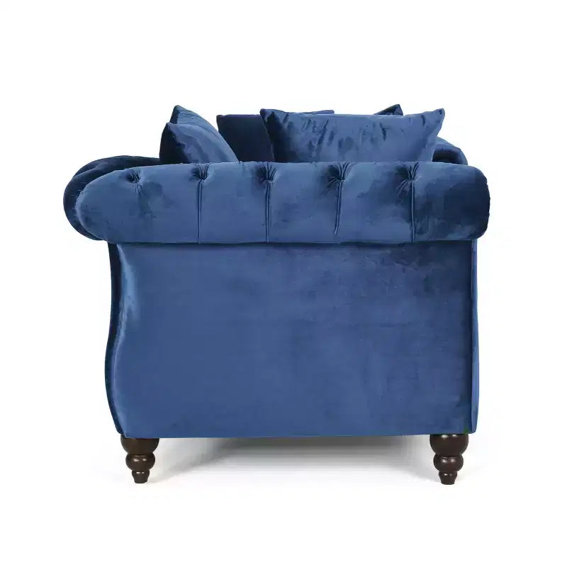 Chaise longue in velluto trapuntato nero / smeraldo / blu navy per 2, stile moderno e glamour