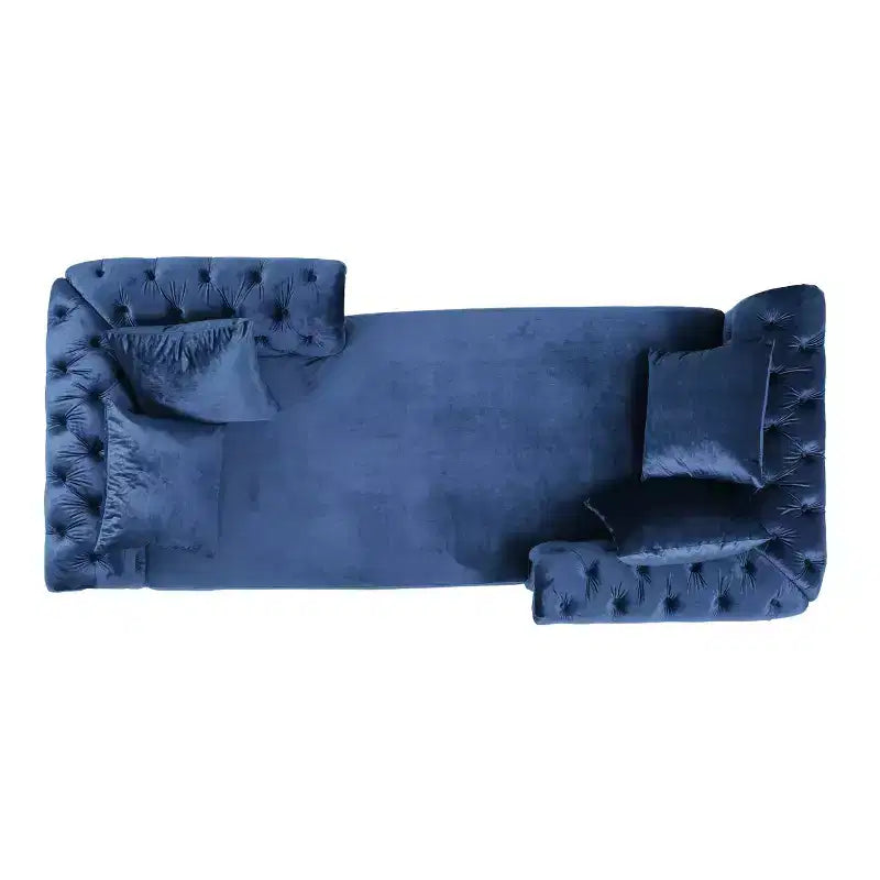 Chaise longue in velluto trapuntato nero / smeraldo / blu navy per 2, stile moderno e glamour