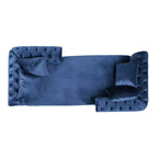 Chaise longue in velluto trapuntato nero / smeraldo / blu navy per 2, stile moderno e glamour
