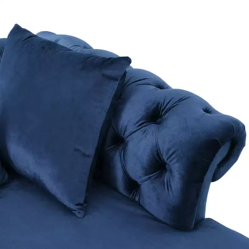 Chaise longue in velluto trapuntato nero / smeraldo / blu navy per 2, stile moderno e glamour