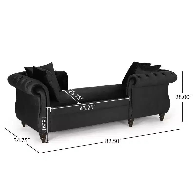 Chaise longue in velluto trapuntato nero / smeraldo / blu navy per 2, stile moderno e glamour