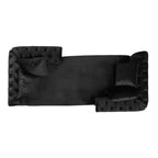 Chaise longue in velluto trapuntato nero / smeraldo / blu navy per 2, stile moderno e glamour