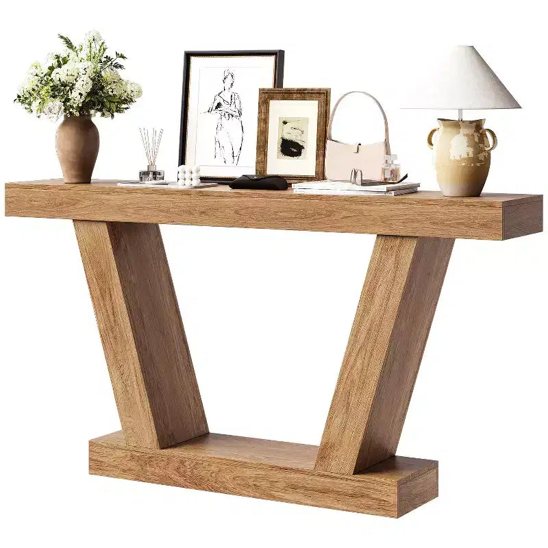 Tavolo Consolle Stretto a 2 Ripiani Marrone / Colore Legno – Montaggio 1 Persona