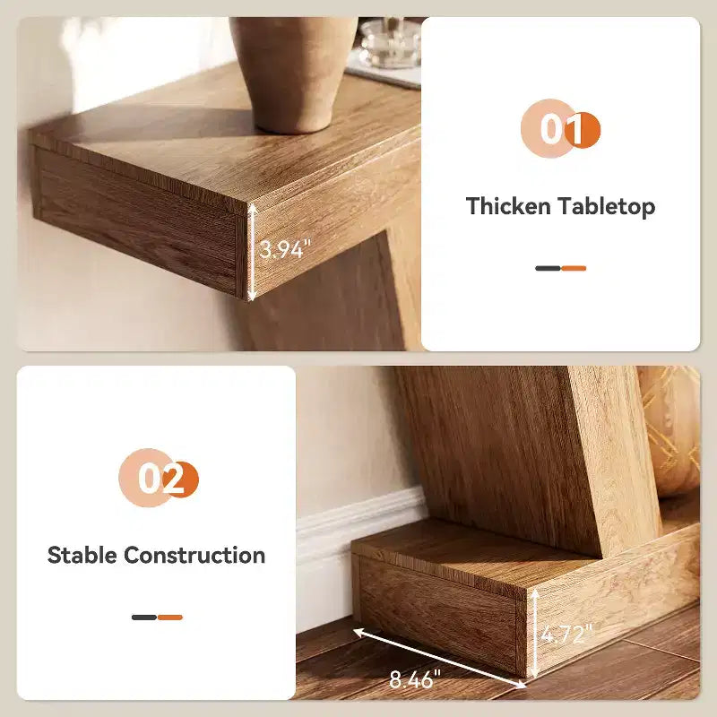 Tavolo Consolle Stretto a 2 Ripiani Marrone / Colore Legno – Montaggio 1 Persona