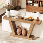 Tavolo Consolle Stretto a 2 Ripiani Marrone / Colore Legno – Montaggio 1 Persona