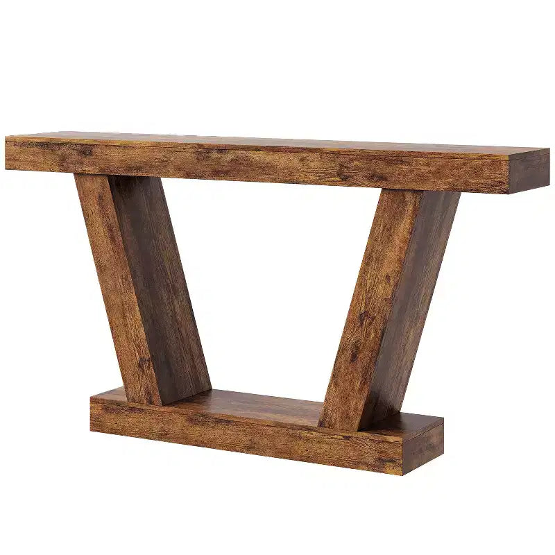 Tavolo Consolle Stretto a 2 Ripiani Marrone / Colore Legno – Montaggio 1 Persona