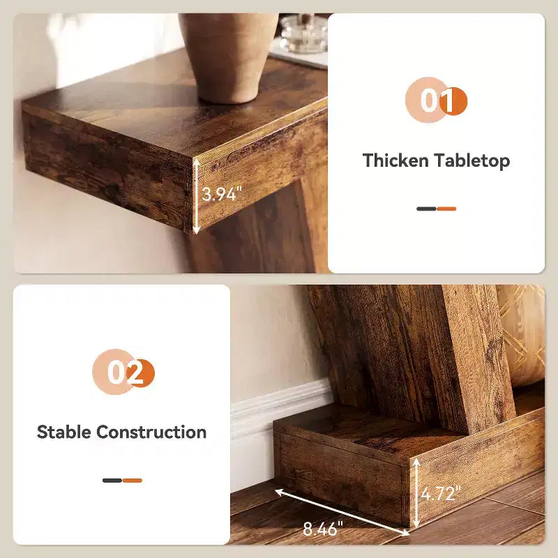 Tavolo Consolle Stretto a 2 Ripiani Marrone / Colore Legno – Montaggio 1 Persona