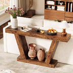 Tavolo Consolle Stretto a 2 Ripiani Marrone / Colore Legno – Montaggio 1 Persona
