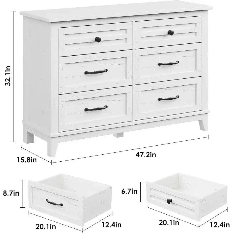 Cassettiera a 6 cassetti, 120 cm di larghezza, nera/grigia/noce/bianca, per 1 persona