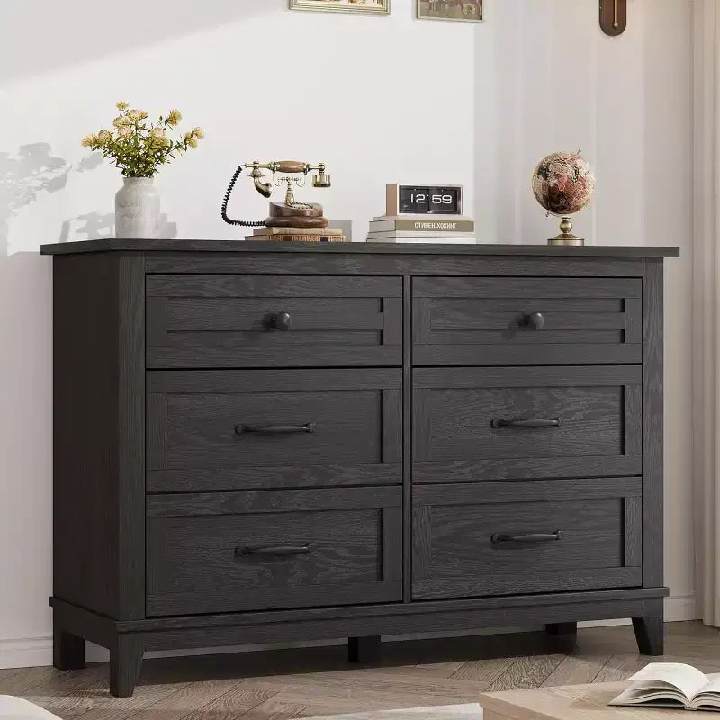 6 Drawer Dresser for Bedroom, 47 Wide Storage Chest, Modern Wooden Closet Organizer for Living Room, Entryway