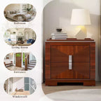Comodino Mid-Century Modern con 2 Cassetti, Nero/Marrone Scuro/Marrone Chiaro, Set di 2