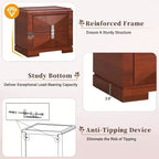 Comodino Mid-Century Modern con 2 Cassetti, Nero/Marrone Scuro/Marrone Chiaro, Set di 2