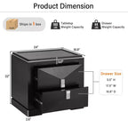 Comodino Mid-Century Modern con 2 Cassetti, Nero/Marrone Scuro/Marrone Chiaro, Set di 2