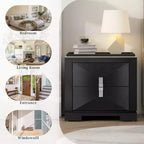 Comodino Mid-Century Modern con 2 Cassetti, Nero/Marrone Scuro/Marrone Chiaro, Set di 2