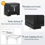 Comodino Mid-Century Modern con 2 Cassetti, Nero/Marrone Scuro/Marrone Chiaro, Set di 2