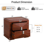 Comodino Mid-Century Modern con 2 Cassetti, Nero/Marrone Scuro/Marrone Chiaro, Set di 2
