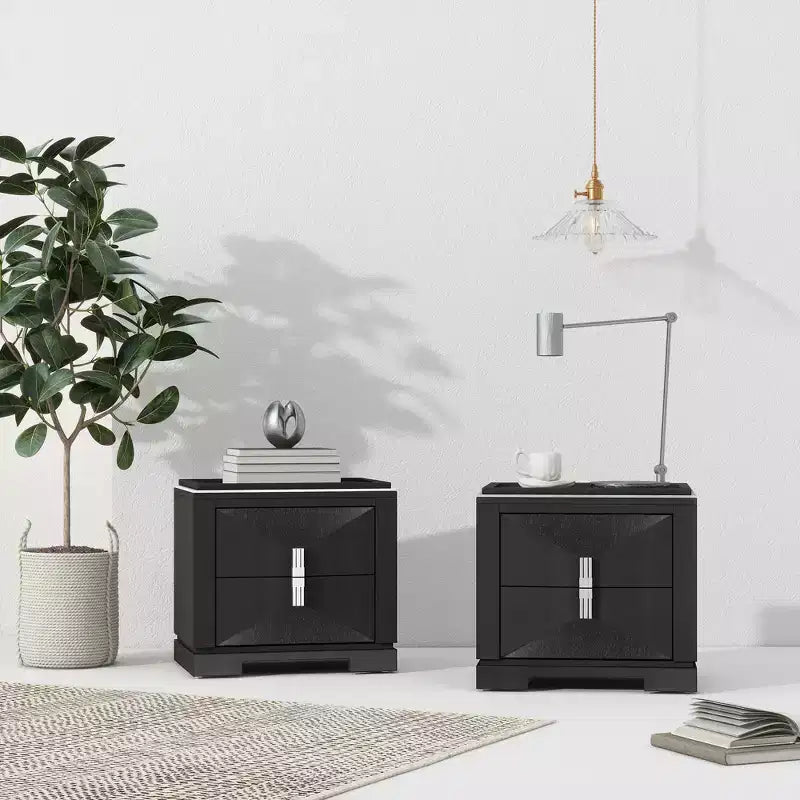 Christopher Knight Home Gruthal Mid-Century Modern Wooden Nightstand with 2 Drawers (Set of 2)
