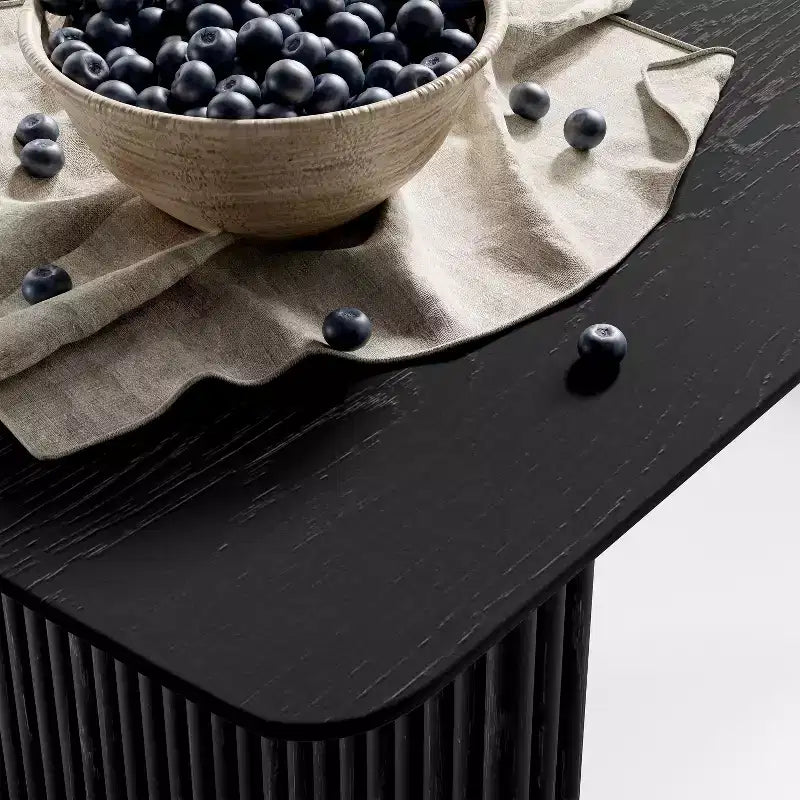 Tavolo da pranzo in legno massello Black Wave Leg, 8 posti a sedere