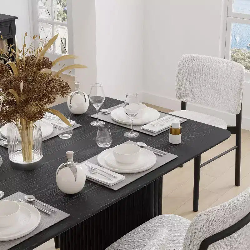 Tavolo da pranzo in legno massello Black Wave Leg, 8 posti a sedere
