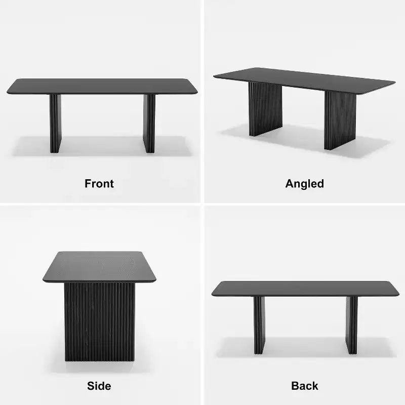 Tavolo da pranzo in legno massello Black Wave Leg, 8 posti a sedere