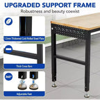 Banco da lavoro regolabile in nero e legno, 60"x20", monoposto