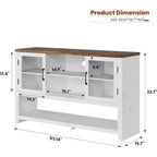 Mobile credenza moderno blu/bianco con 2 ante in vetro e 3 ripiani, unità singola per la casa