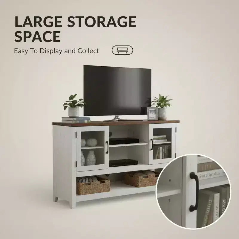 Mobile credenza moderno blu/bianco con 2 ante in vetro e 3 ripiani, unità singola per la casa