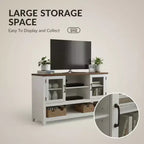 Mobile credenza moderno blu/bianco con 2 ante in vetro e 3 ripiani, unità singola per la casa