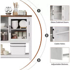 Mobile credenza moderno blu/bianco con 2 ante in vetro e 3 ripiani, unità singola per la casa