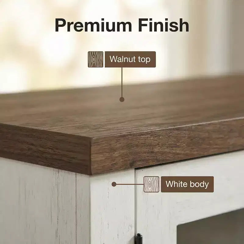 Mobile credenza moderno blu/bianco con 2 ante in vetro e 3 ripiani, unità singola per la casa