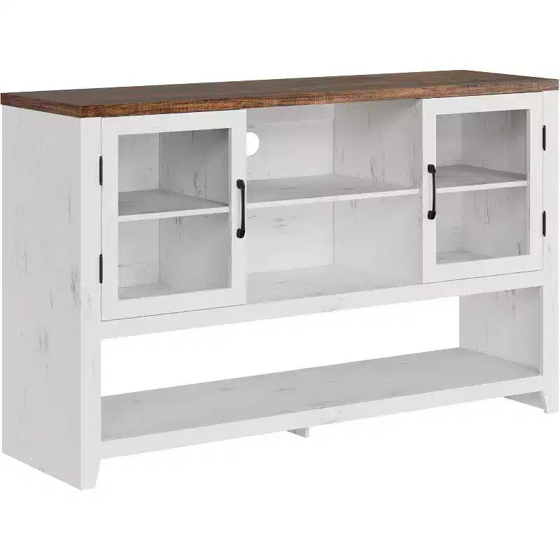 Mobile credenza moderno blu/bianco con 2 ante in vetro e 3 ripiani, unità singola per la casa