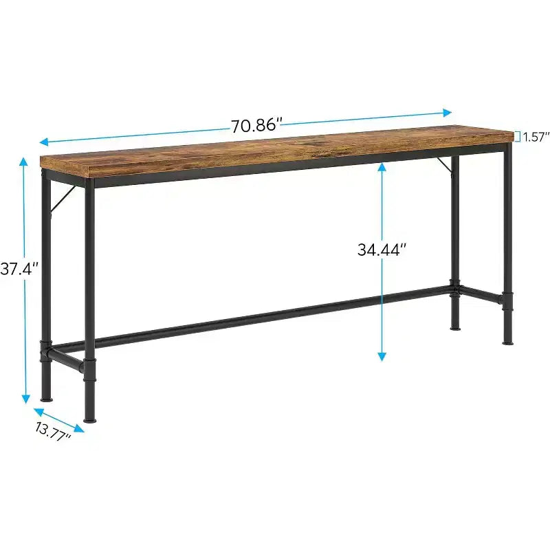 Tavolo consolle industriale marrone, rettangolare, singolo, 180 cm L