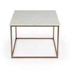 HomeRoots 24 White and Copper Genuine Marble and Metal Square Coffee Table