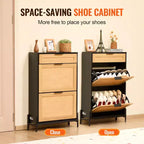 Scarpiera in Rattan Nero con 3 Cassetti, Contiene 12 Paia