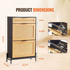 Scarpiera in Rattan Nero con 3 Cassetti, Contiene 12 Paia