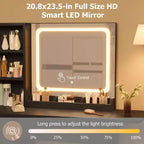 Set Tavolo da Trucco Nero/Marrone/Verde/Rosa con Specchio Illuminato, Sgabello Contenitore e Top Espandibile – 1 Persona